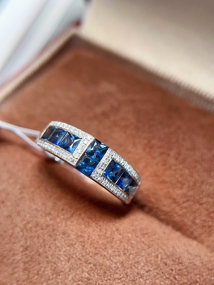 18K gold natural sapphire ring - 4