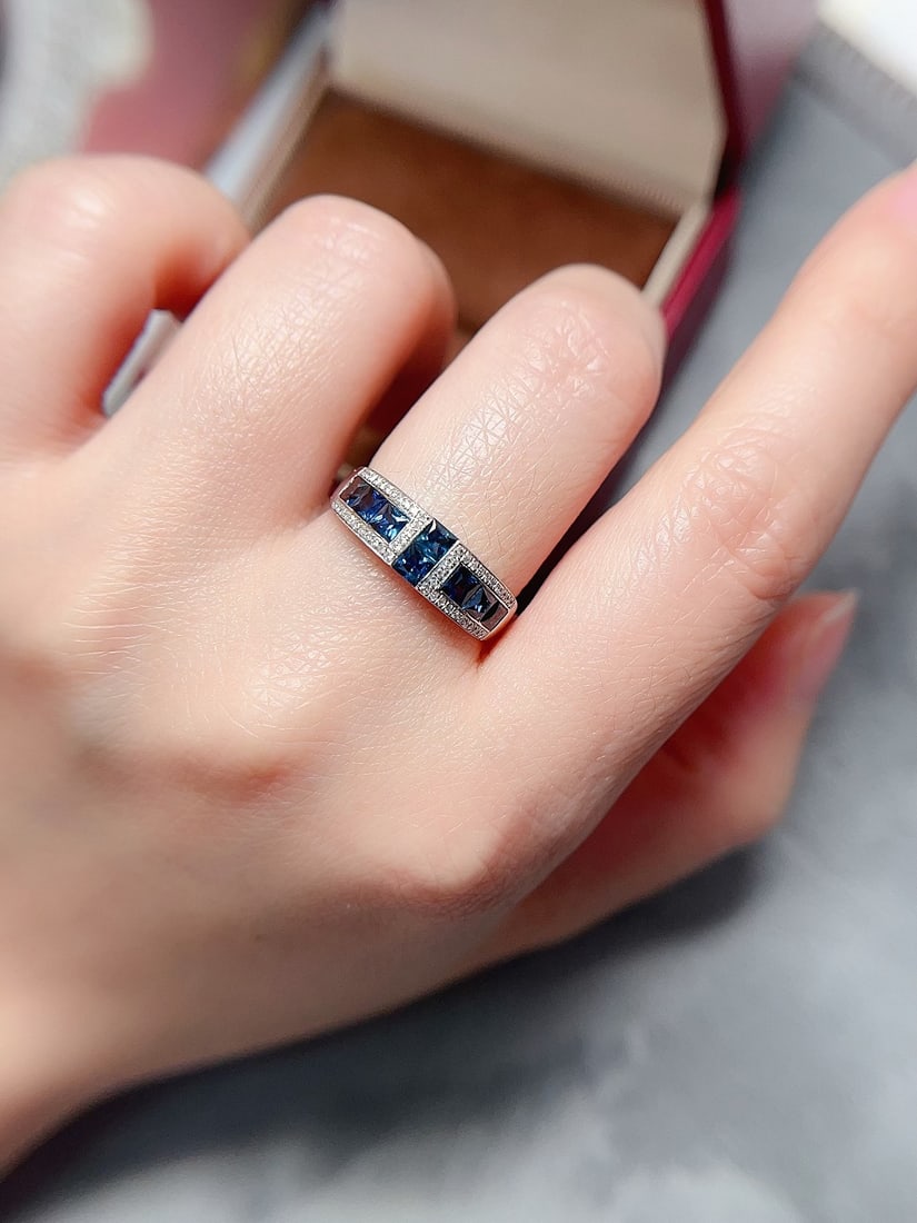 18K gold natural sapphire ring - 5