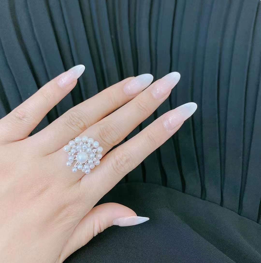 Sterling silver natural pearl ring - 4