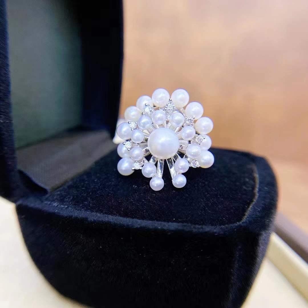 Sterling silver natural pearl ring - 6