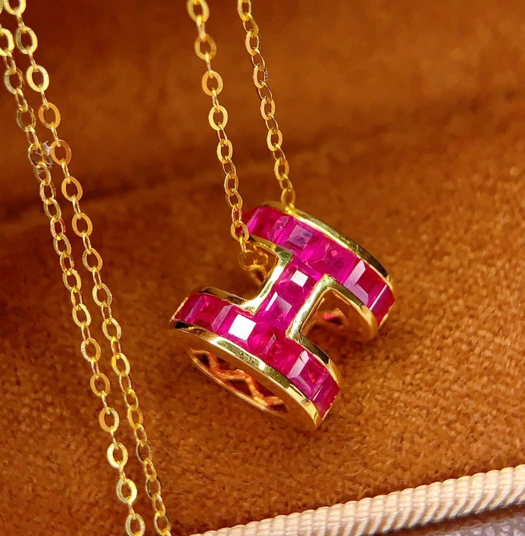 18k Natural Ruby Collar Necklace - 3