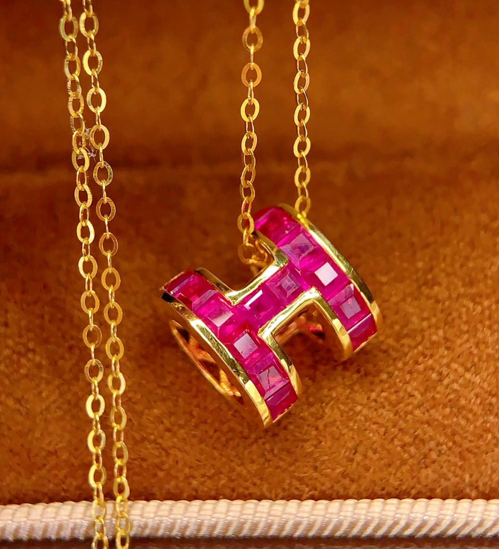 18k Natural Ruby Collar Necklace - 6