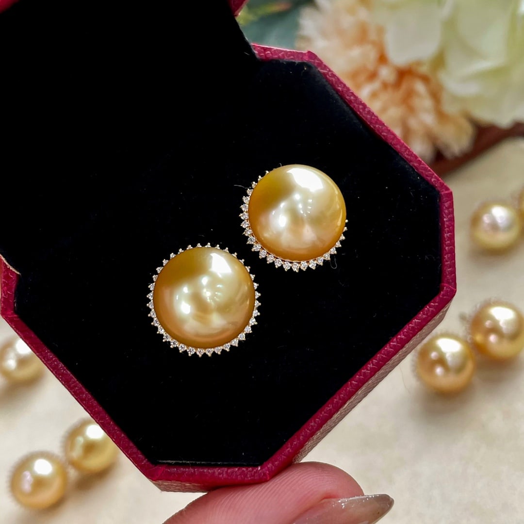 18K gold stud earrings with natural pearls - 3