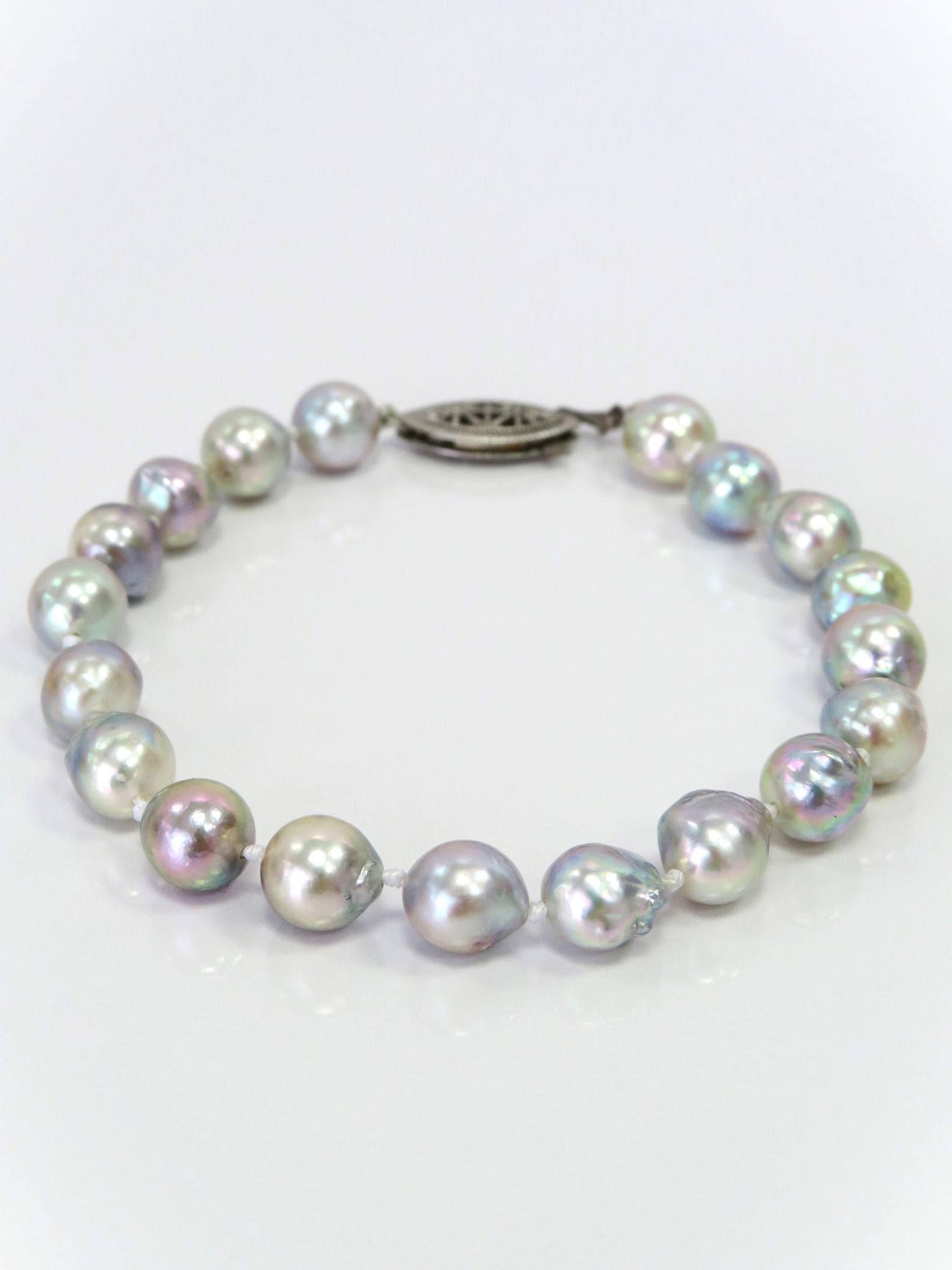 7.5-8mm Near-Round/Drop-Baroque Multi-Color Akoya Pearl Bracelet (1 of 3)
