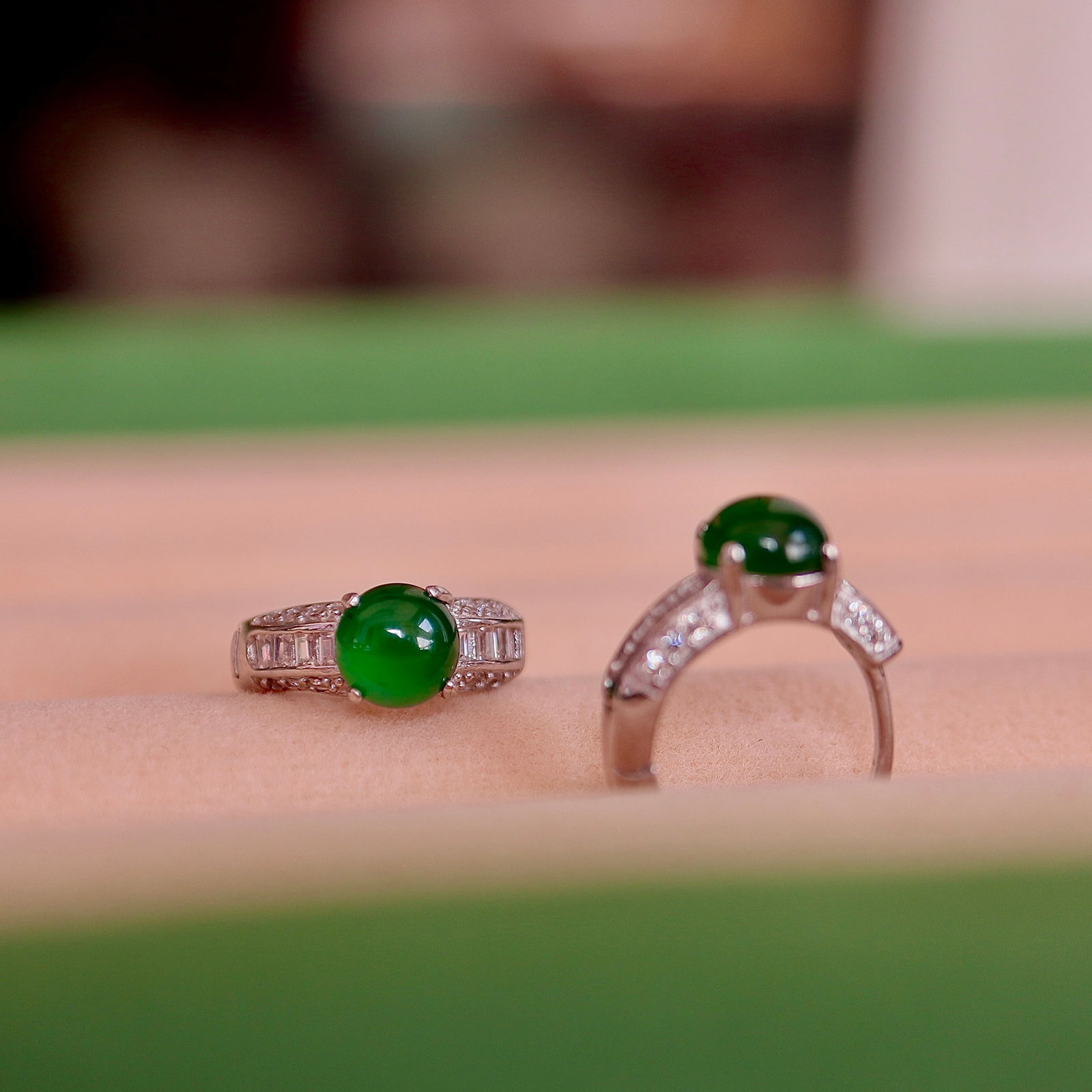 Natural jade pure silver earrings - 3