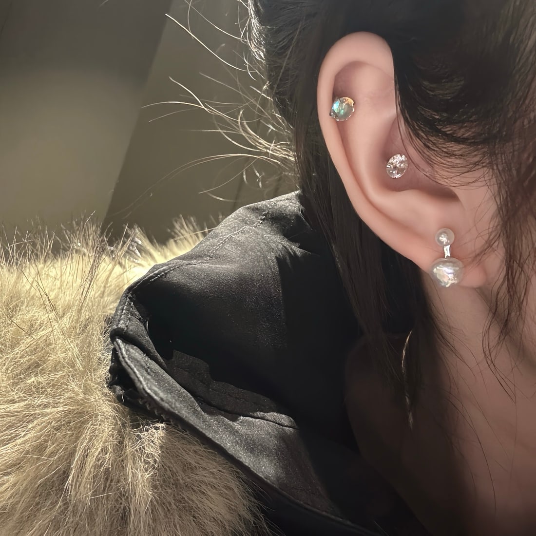 Baroque Double Pearl Stud Earrings - 4