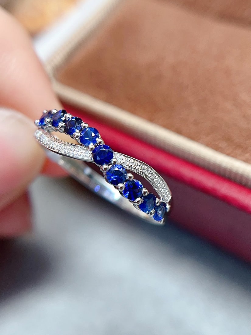 18K gold natural sapphire ring - 4