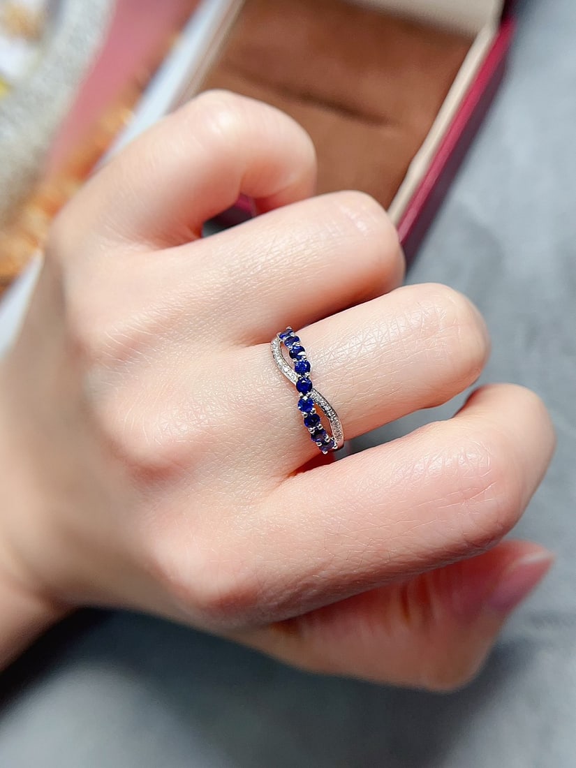 18K gold natural sapphire ring - 5