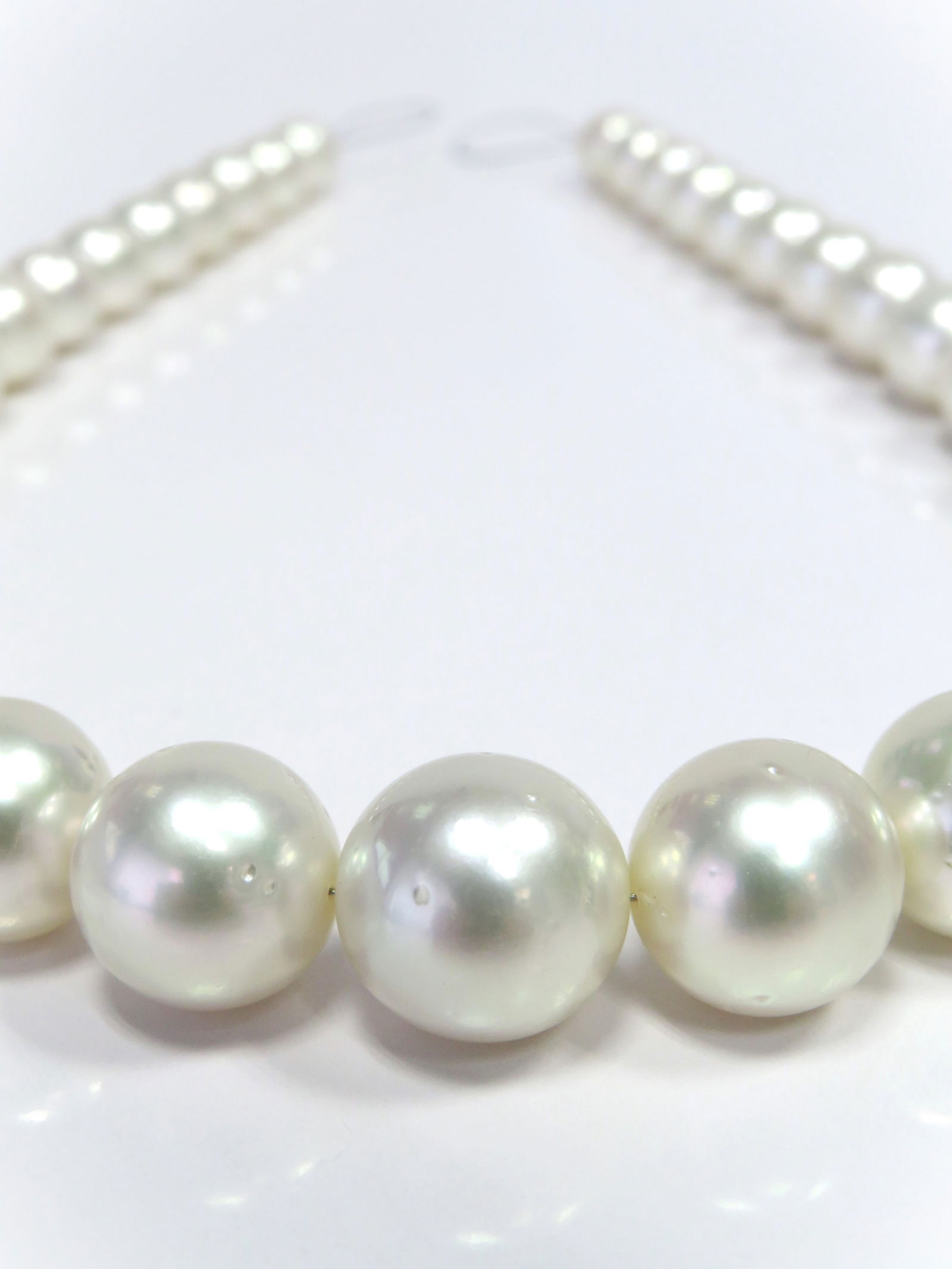 10-15mm Round White South Sea Pearl Necklace Strand - 2