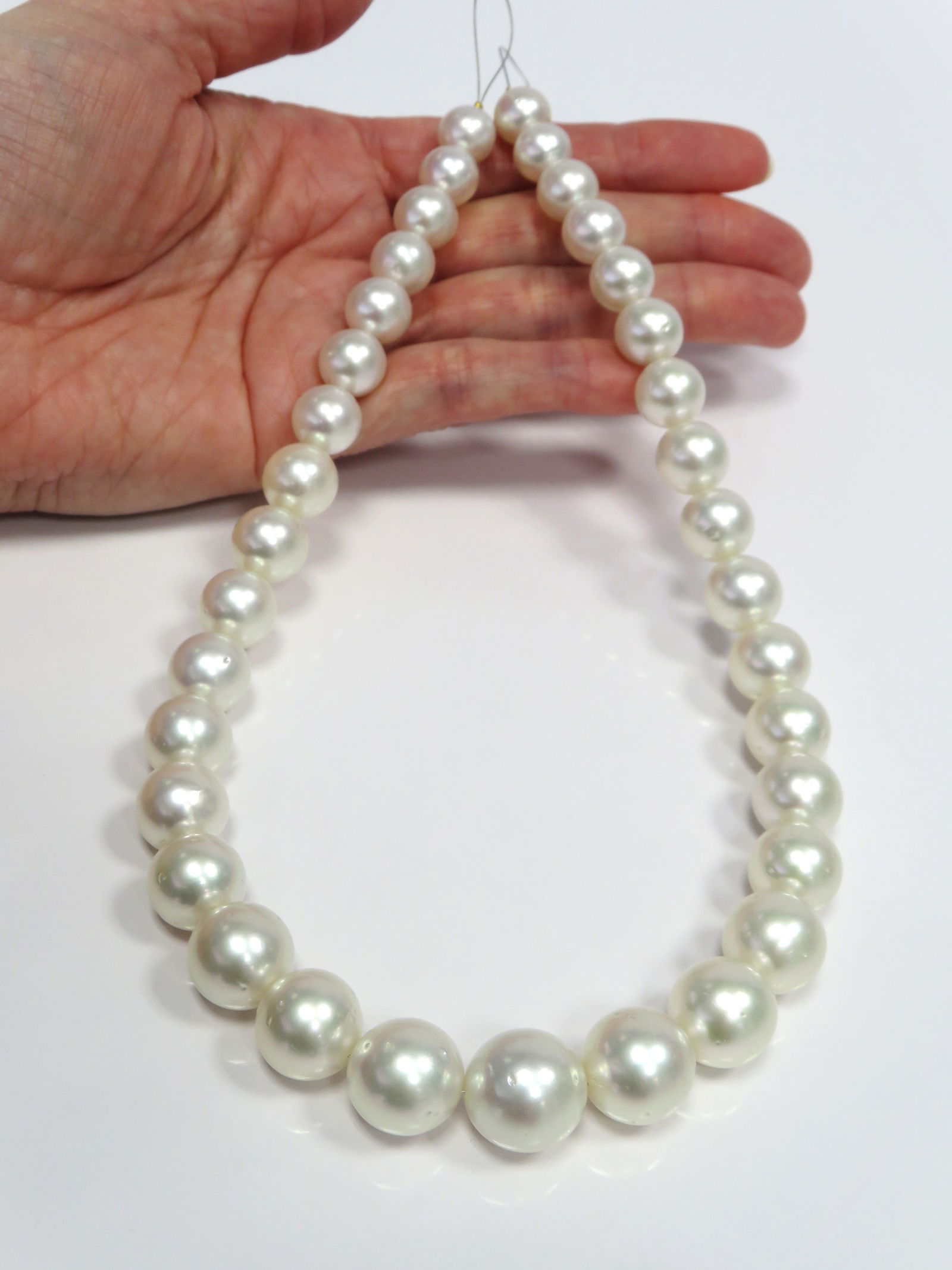 10-15mm Round White South Sea Pearl Necklace Strand - 3