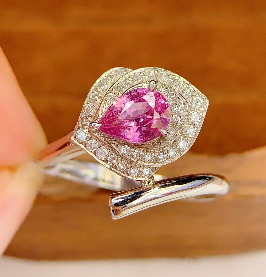 PT950 natural sapphire ring - 3