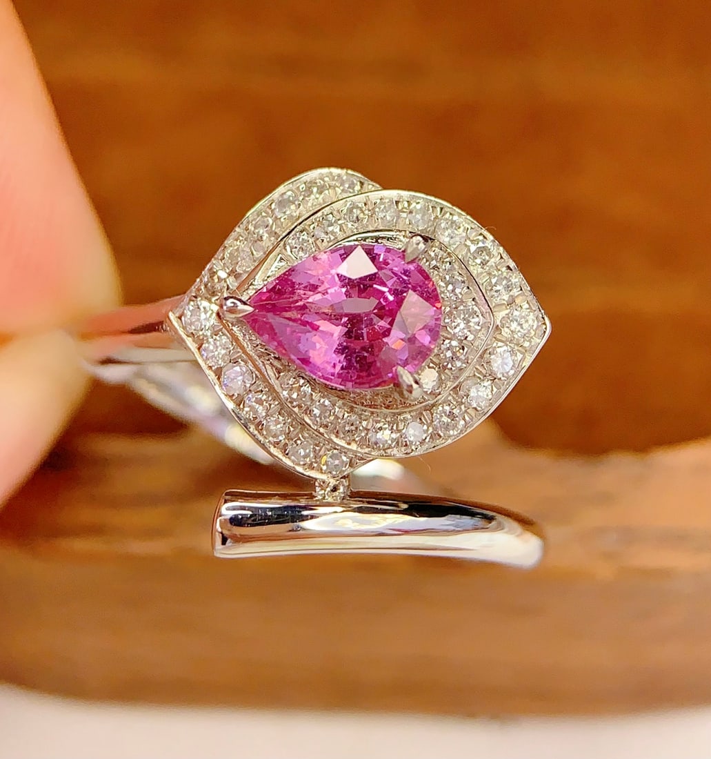 PT950 natural sapphire ring - 4