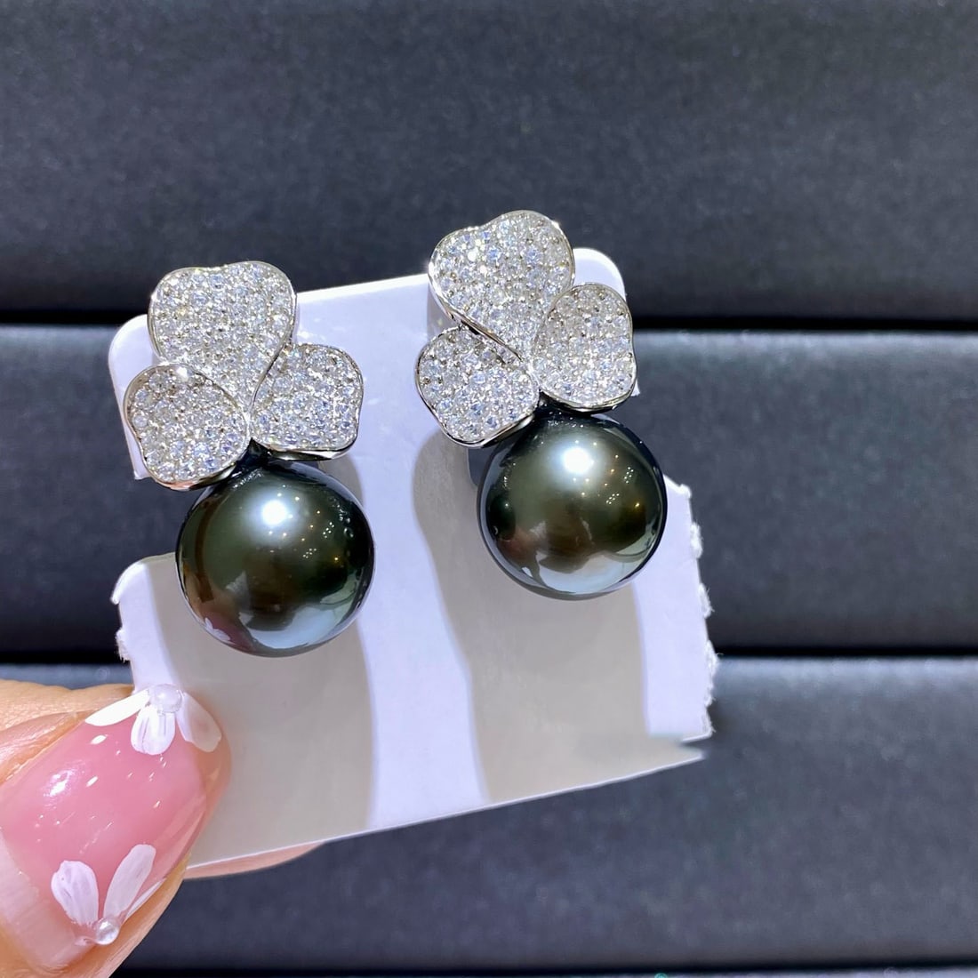 S925 Silver Natural Tahitian Pearl Earrings - 2