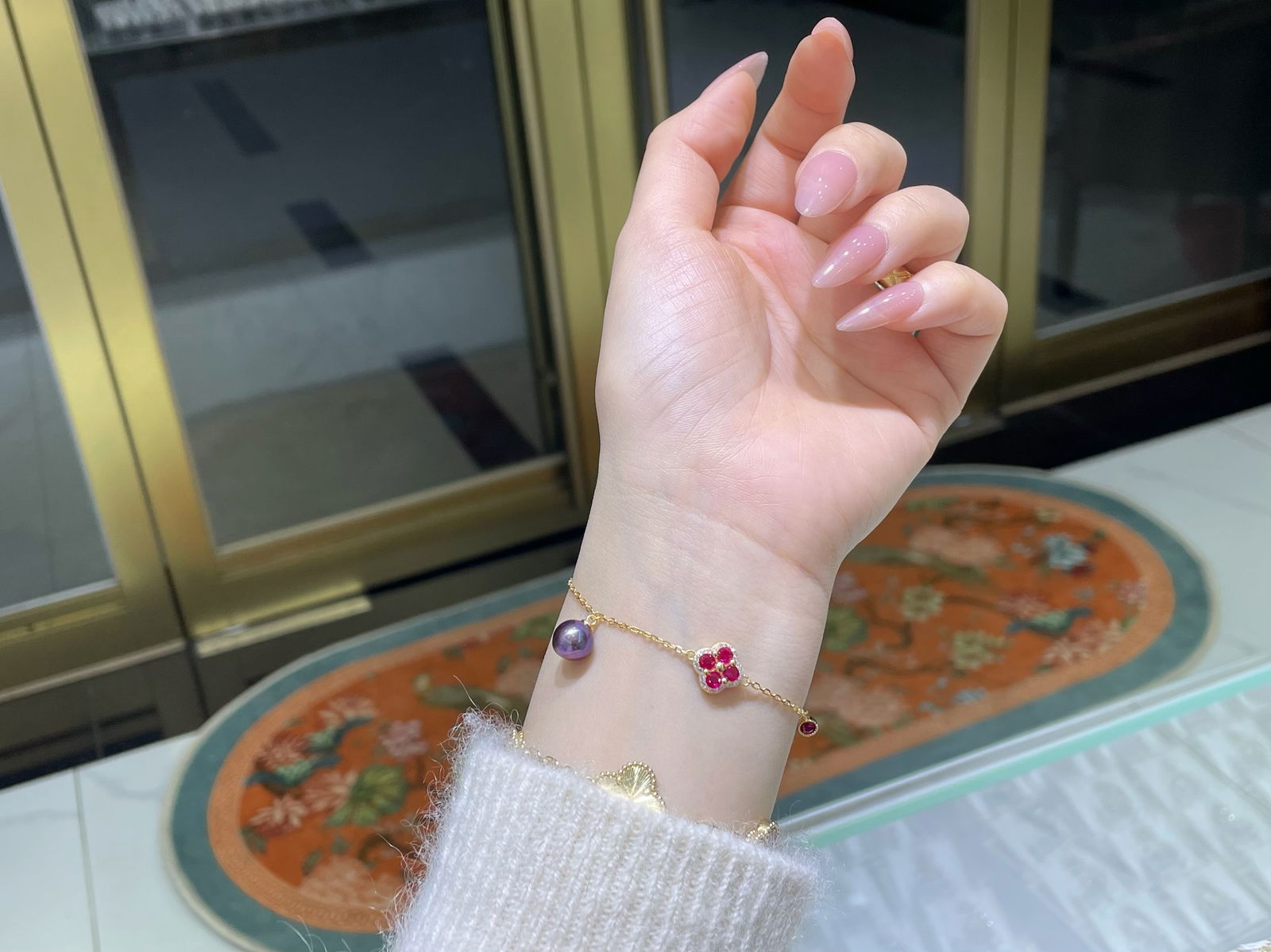 Sterling silver natural freshwater pearl bracelet - 3