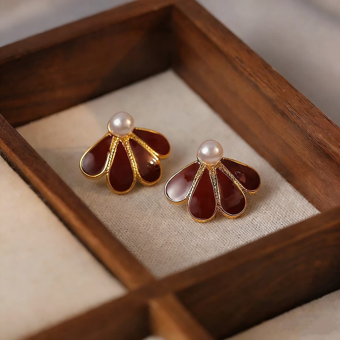 7-8mm natural freshwater pearl earrings - 2