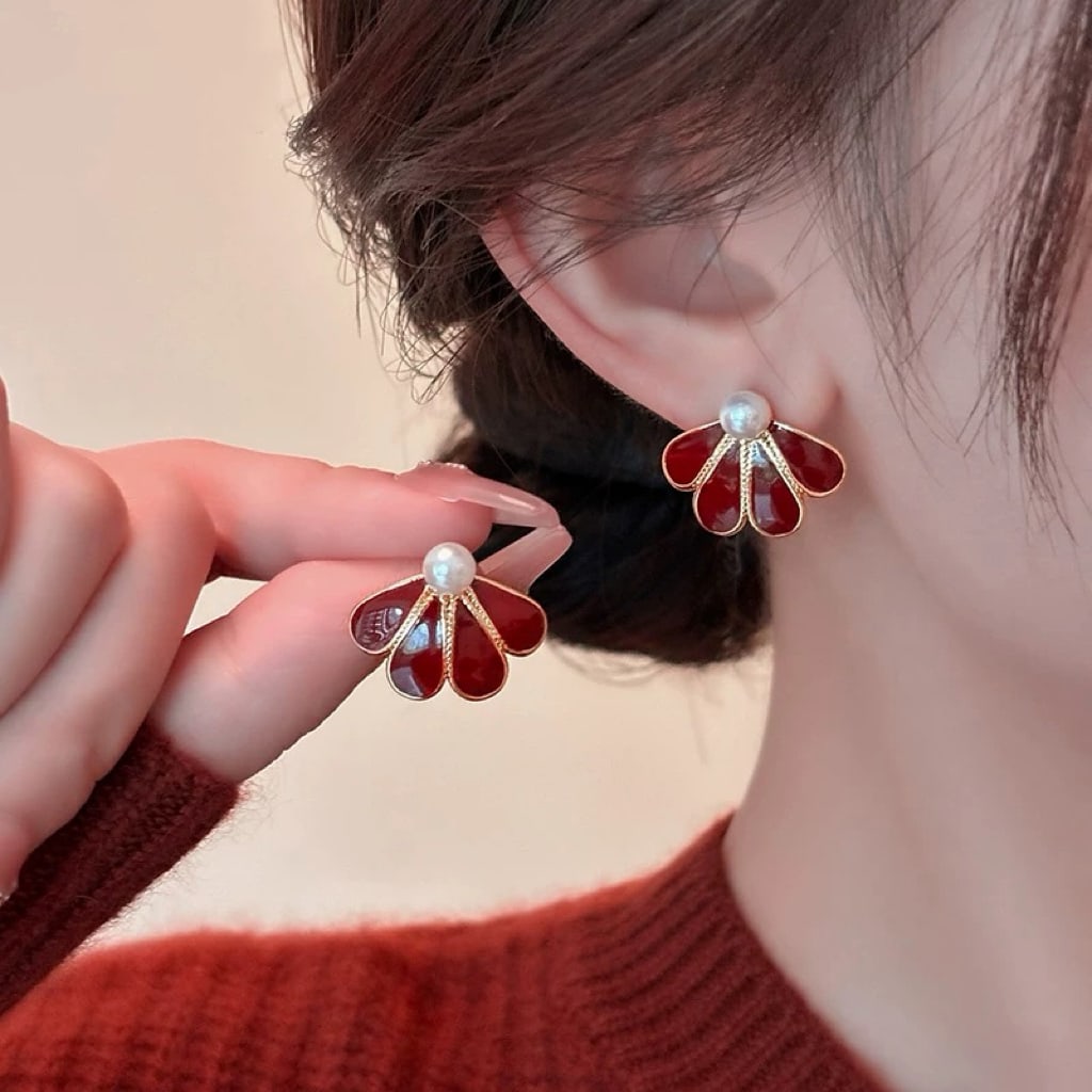 7-8mm natural freshwater pearl earrings - 4