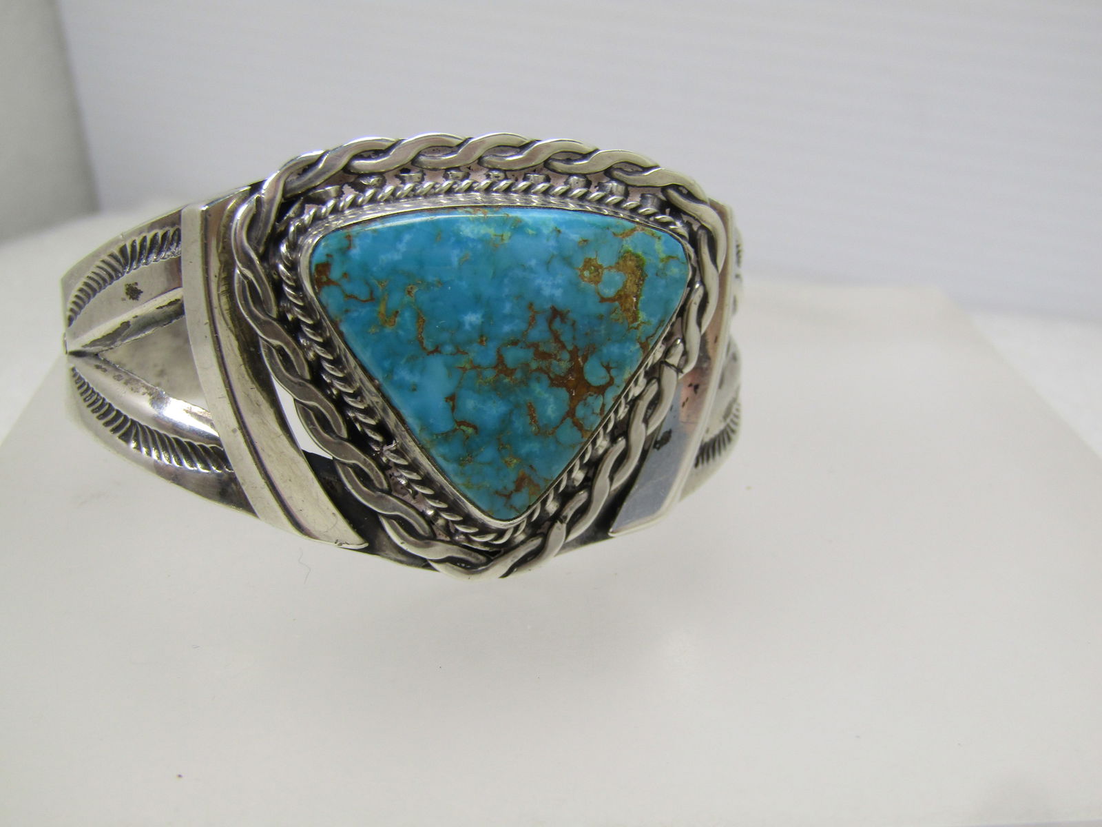Vintage Sterling Turquoise Navajo/Southwestern Cuff Bracelet, 6", 1960's-1980's - 2