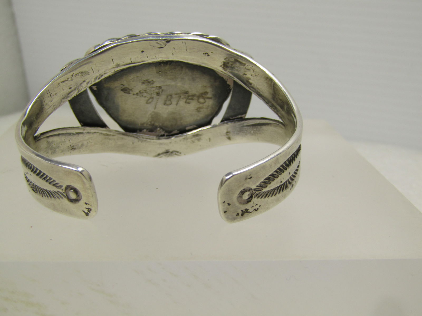 Vintage Sterling Turquoise Navajo/Southwestern Cuff Bracelet, 6", 1960's-1980's - 6