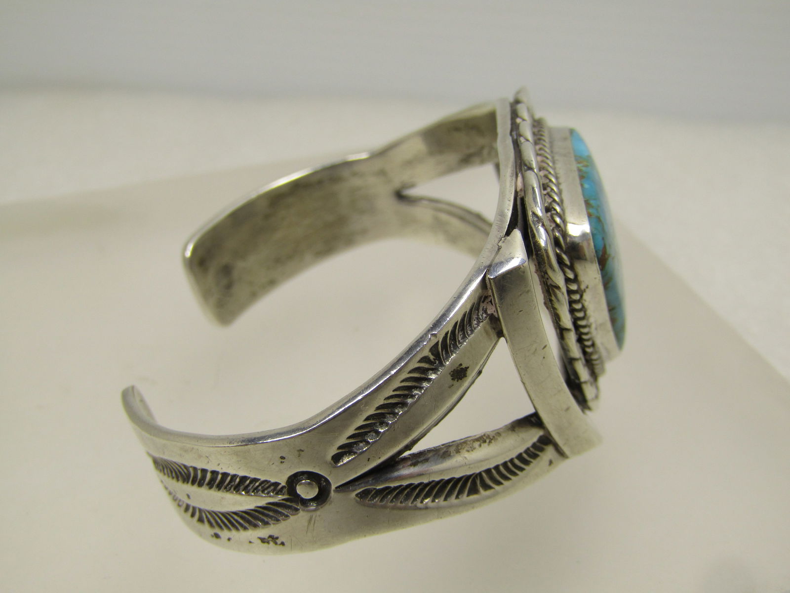 Vintage Sterling Turquoise Navajo/Southwestern Cuff Bracelet, 6", 1960's-1980's - 8