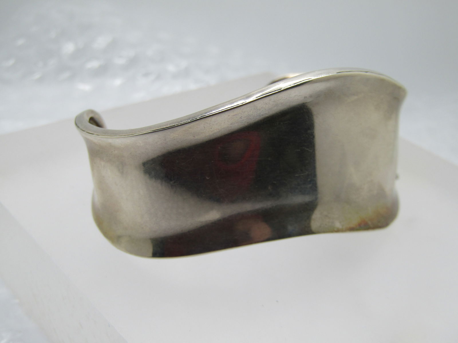 Vintage Sterling Mexican Cuff Bracelet, 7", Wavy, Unisex (1 of 6)