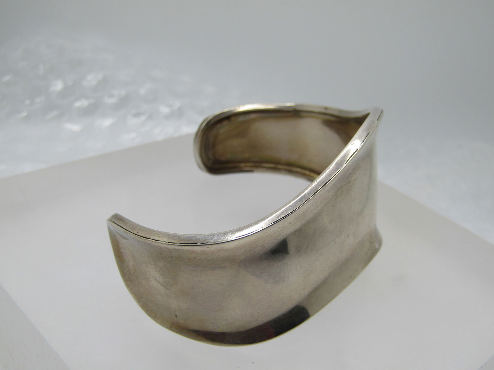 Vintage Sterling Mexican Cuff Bracelet, 7", Wavy, Unisex - 2