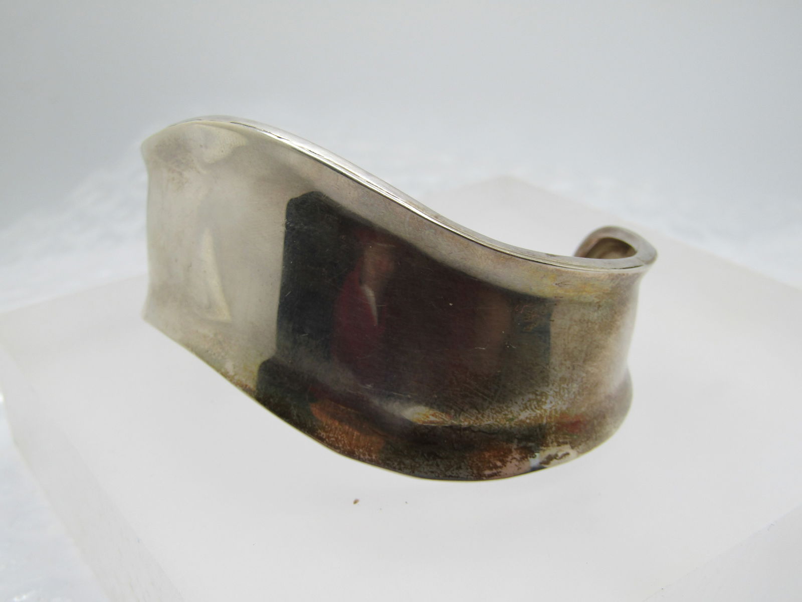 Vintage Sterling Mexican Cuff Bracelet, 7", Wavy, Unisex - 3