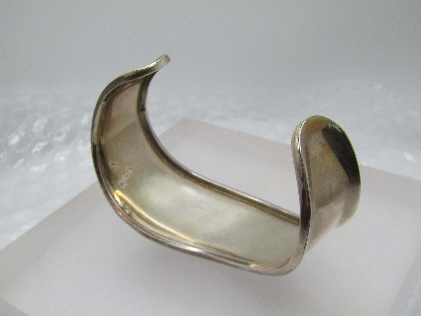Vintage Sterling Mexican Cuff Bracelet, 7", Wavy, Unisex - 5