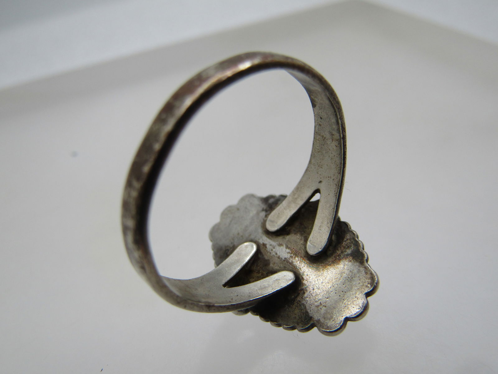 Vintage Sterling Southwestern Green Turquoise Ring, Sz. 8, Signed Bell trading, 1960's-1970's - 5