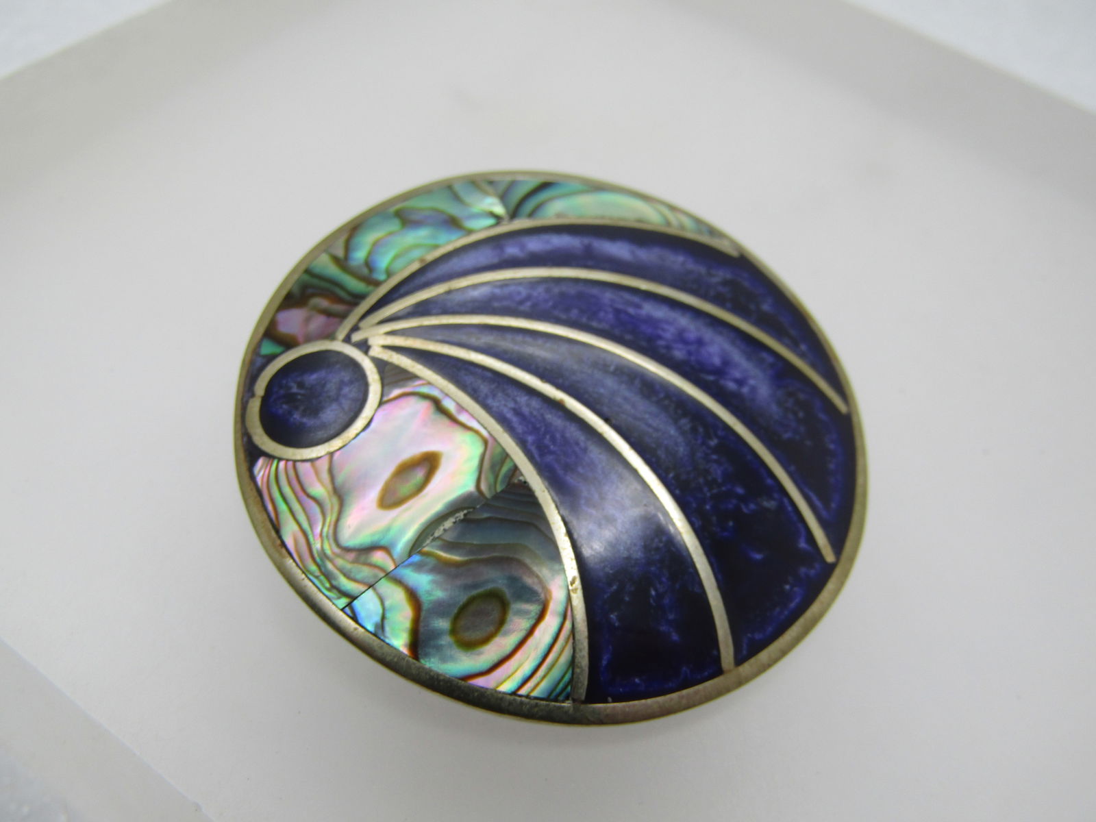 Vintage Mexican Alpaca Abalone Inlaid Brooch/Pendant, 1970's-1980's - 2