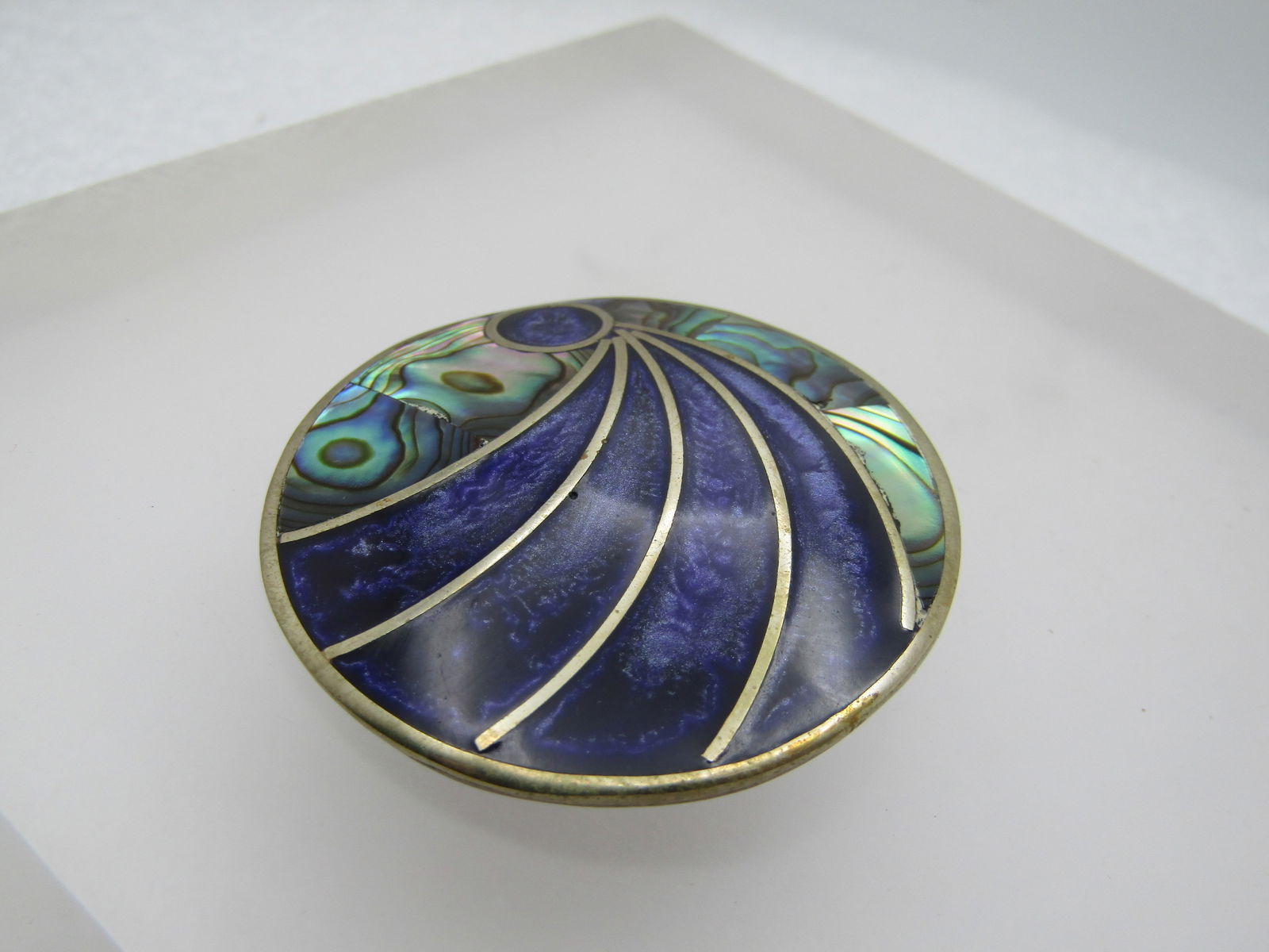 Vintage Mexican Alpaca Abalone Inlaid Brooch/Pendant, 1970's-1980's - 3