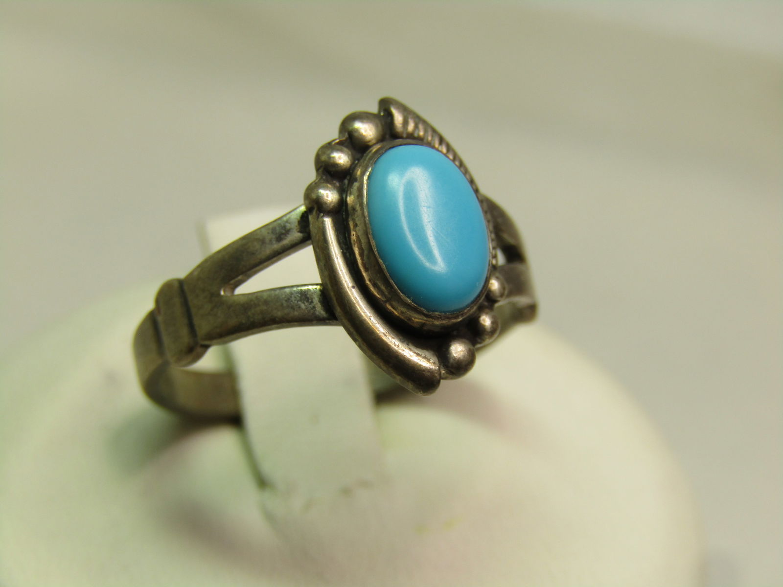Vintage Sterling Southwestern Turquoise Ring, Sz. 7.5, 1960's-1970's, Bell Trading - 2