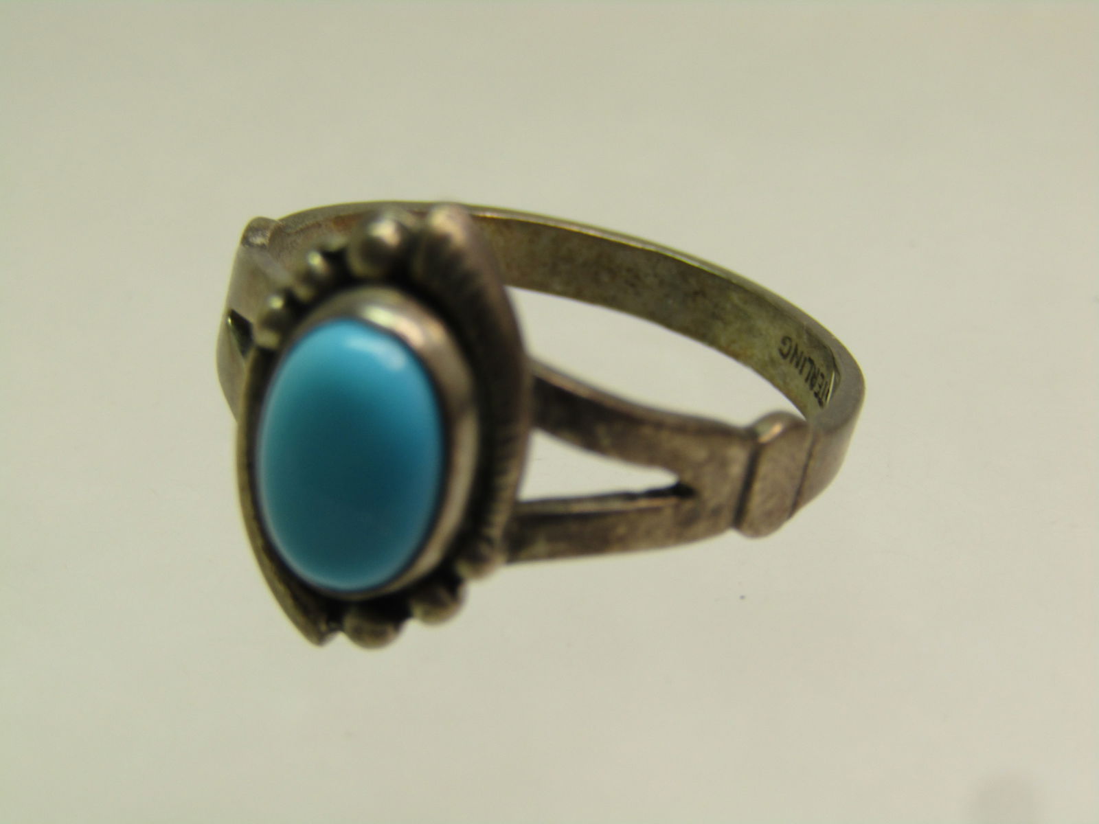 Vintage Sterling Southwestern Turquoise Ring, Sz. 7.5, 1960's-1970's, Bell Trading - 4