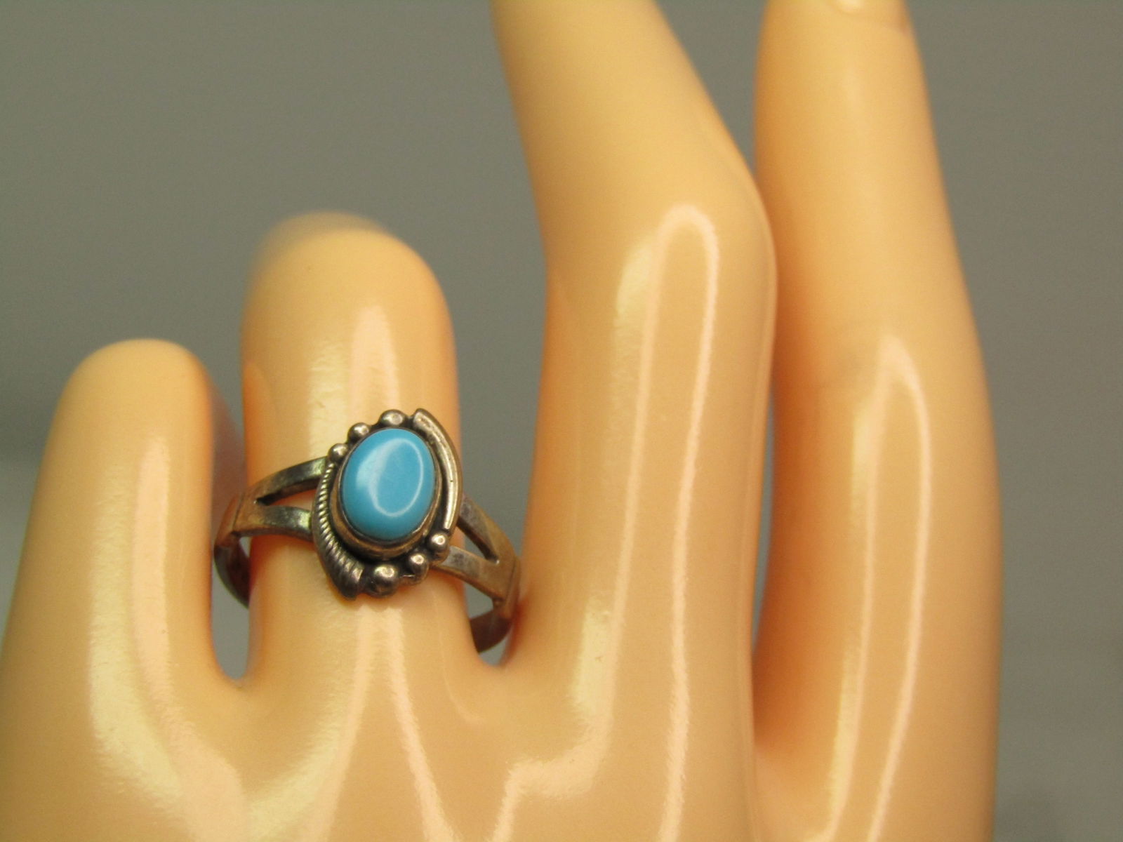 Vintage Sterling Southwestern Turquoise Ring, Sz. 7.5, 1960's-1970's, Bell Trading - 6