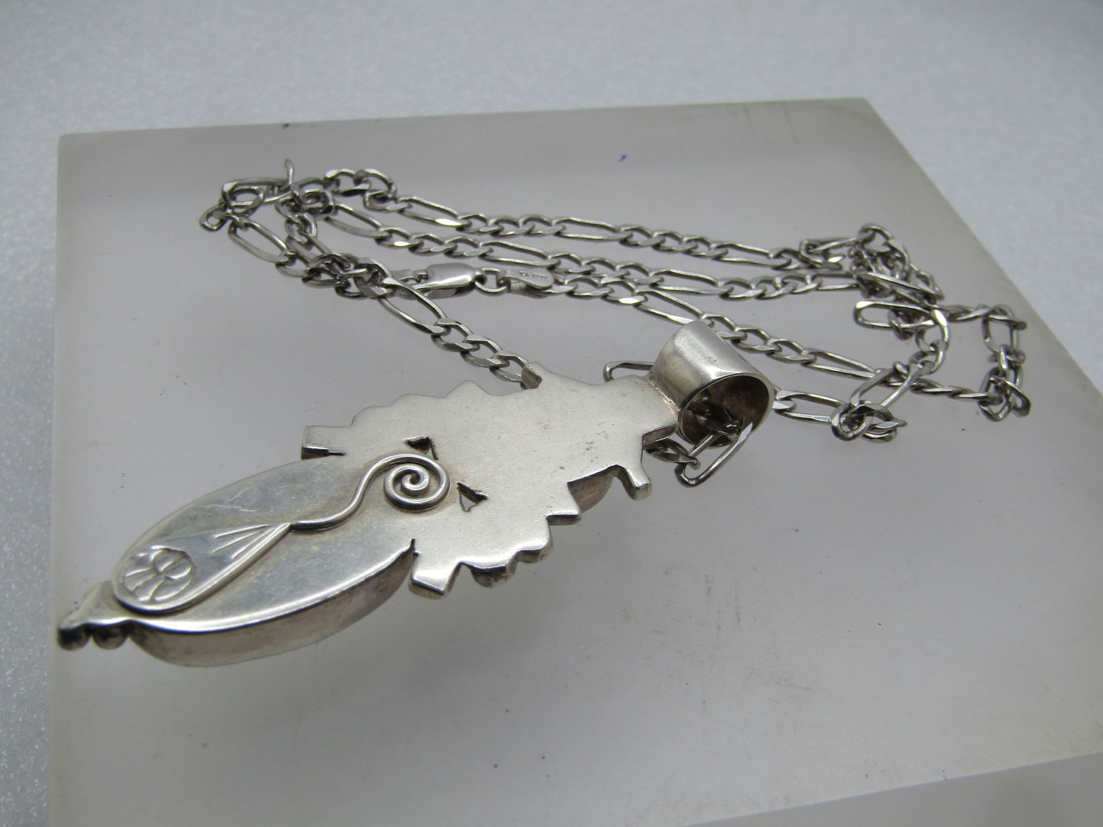 Sterling Southwestern Gaspeite Signed Necklace, 20", Unisex, Hand Crafted. 1980's-2010 - 5