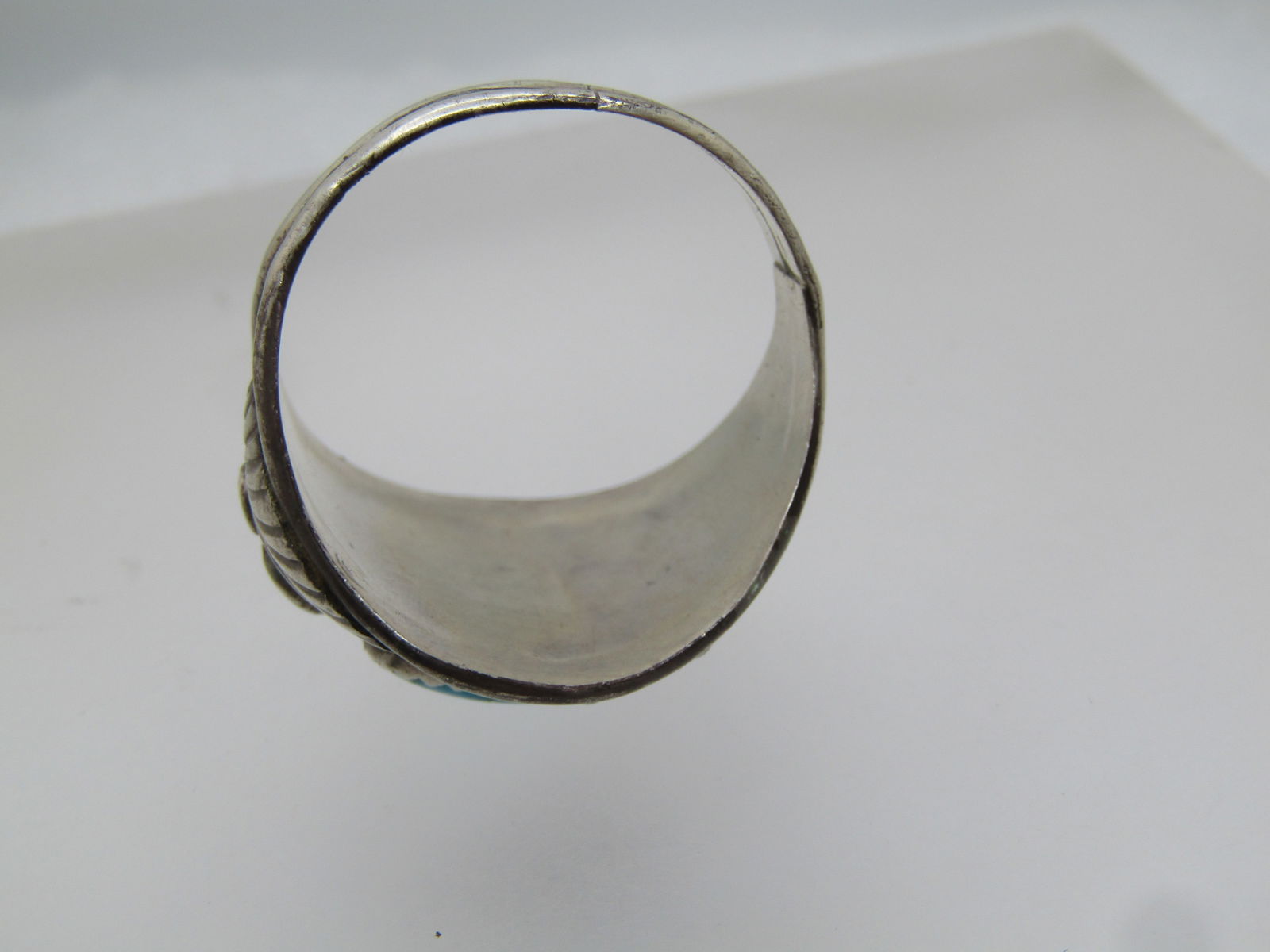 Vintage Sterling Southwestern Turquoise Ring, Sz. 15 - 5