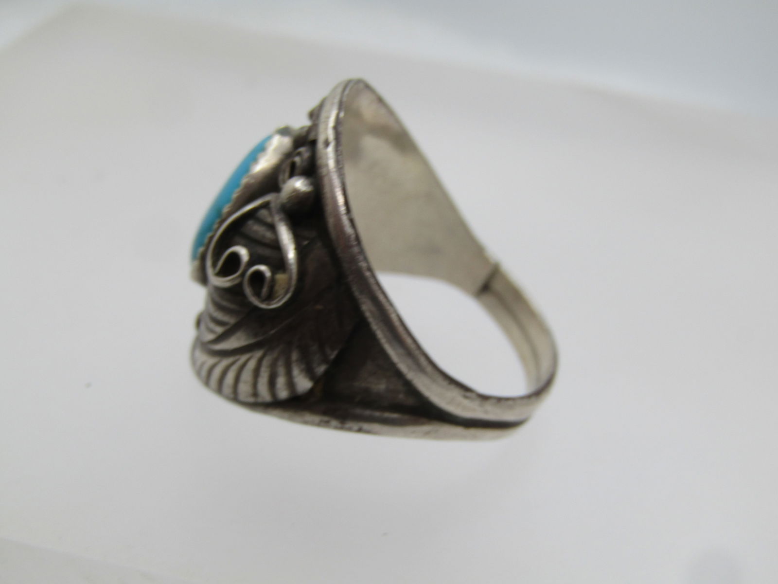 Vintage Sterling Southwestern Turquoise Ring, Sz. 15 - 6