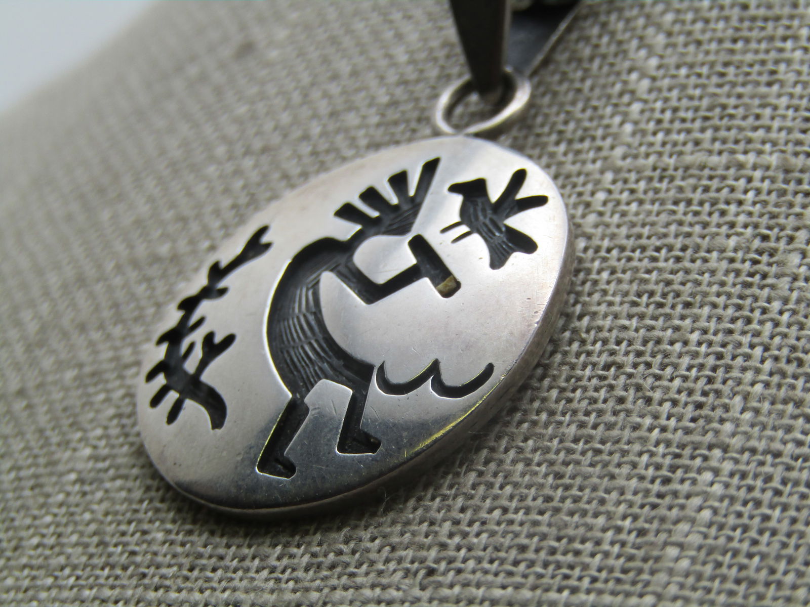 Vintage Sterling Southwestern Kokopeli Necklace, 20", 1980-'s-1990's, - 2