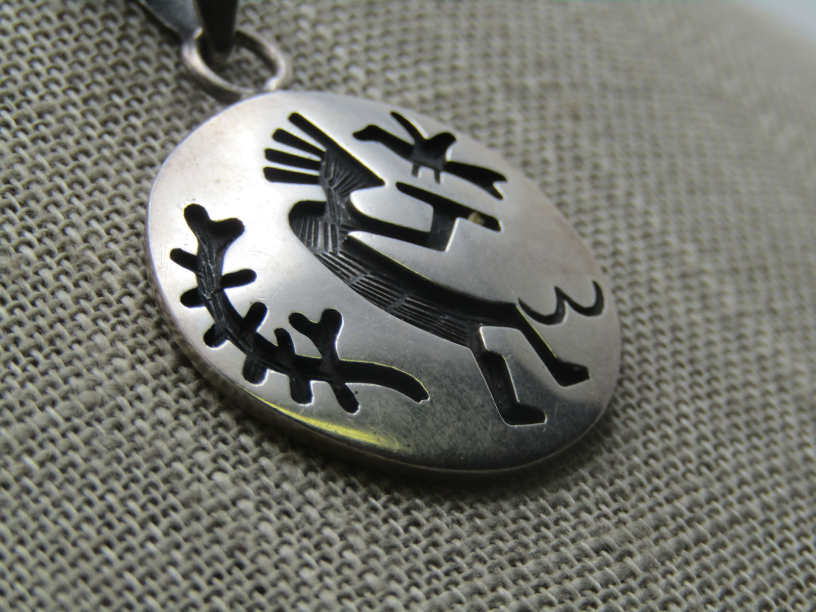 Vintage Sterling Southwestern Kokopeli Necklace, 20", 1980-'s-1990's, - 3