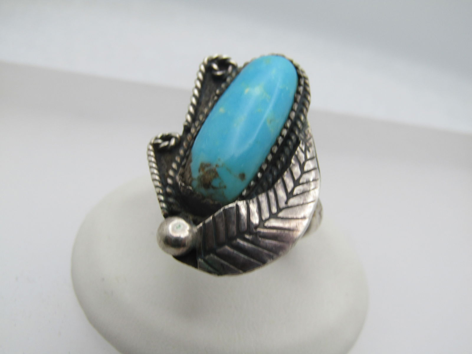 Vintage Sterling Southwestern Turquoise Ring, Sz. 7.5, 1960's-1970's - 2