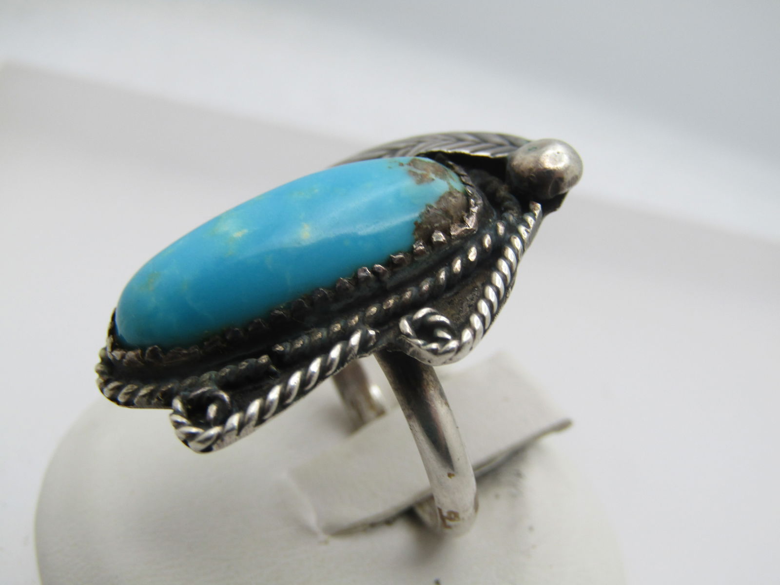 Vintage Sterling Southwestern Turquoise Ring, Sz. 7.5, 1960's-1970's - 4