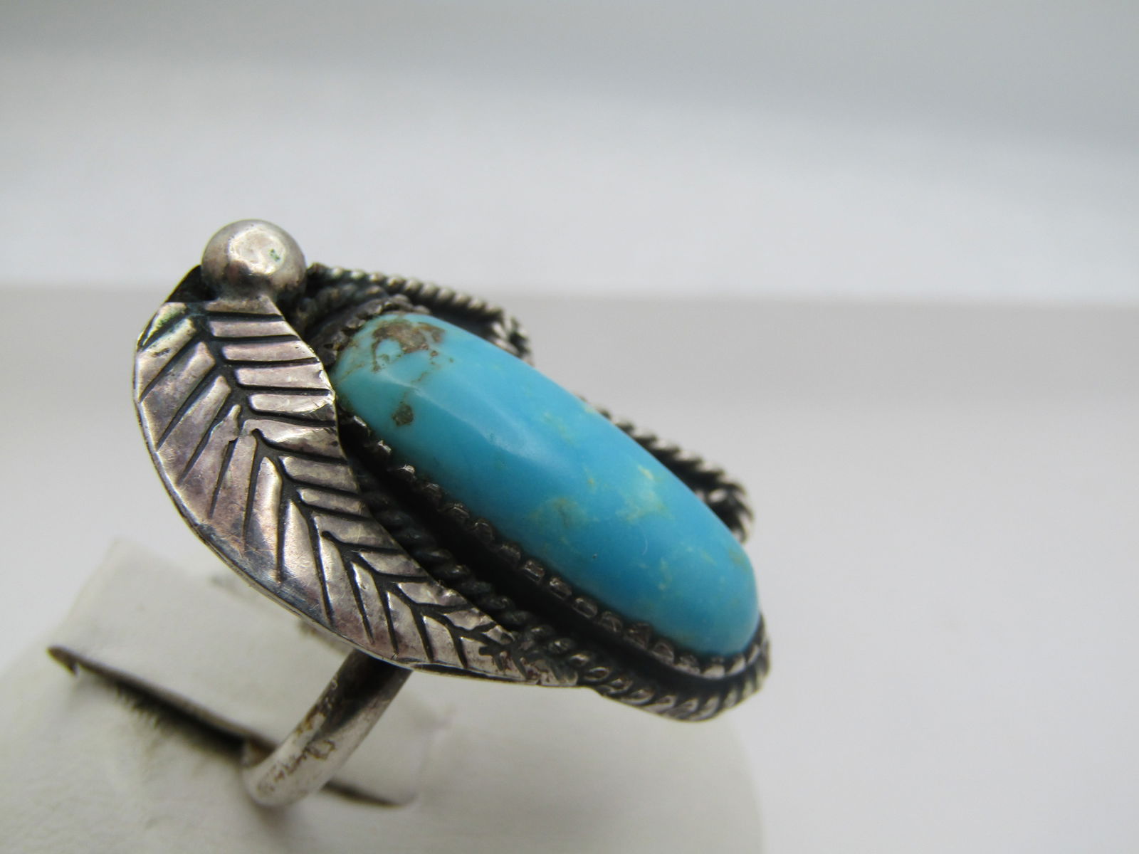 Vintage Sterling Southwestern Turquoise Ring, Sz. 7.5, 1960's-1970's - 5