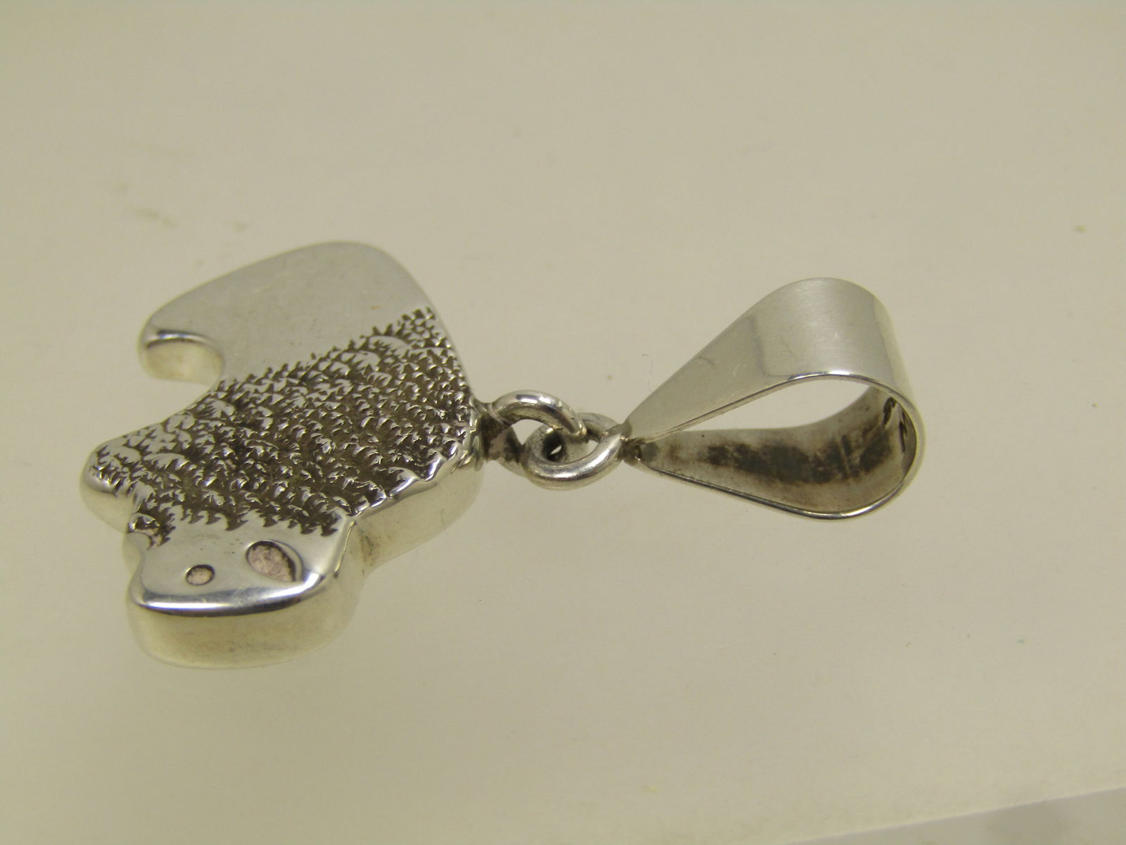 Vintage Sterling Buffalo Pendant, Two-Sided, Signed NW, 1980's-1990's - 4