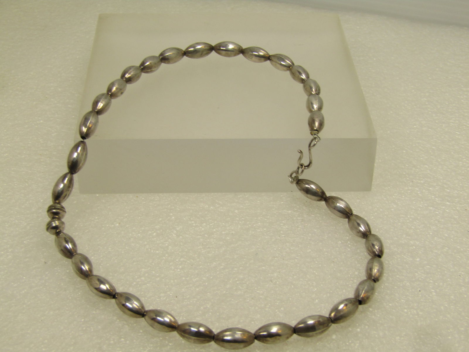 Vintage Sterling Navajo Oval Pearl Beaded Necklace, 16.5", 1970's-1980's - 5