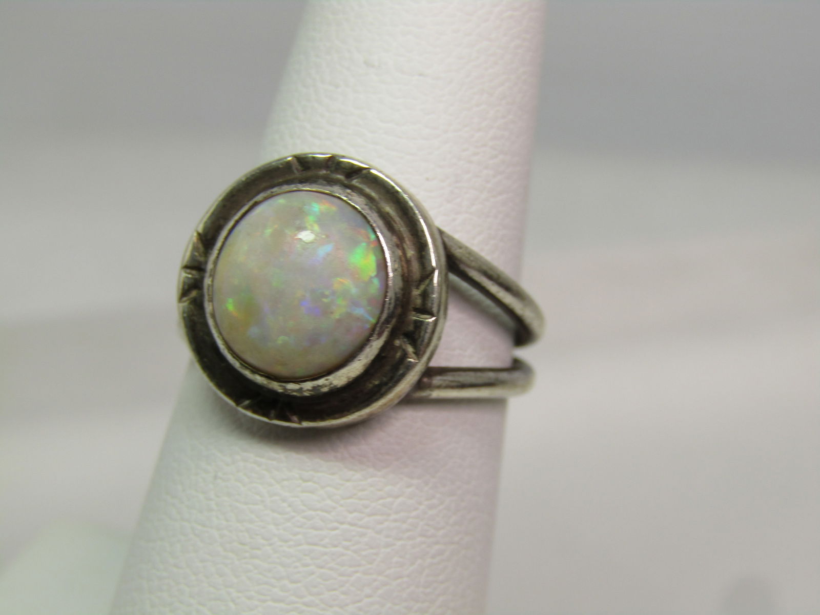 Vintage Sterling Southwestern Opal ring, Sz. 6.5, 1970's - 2