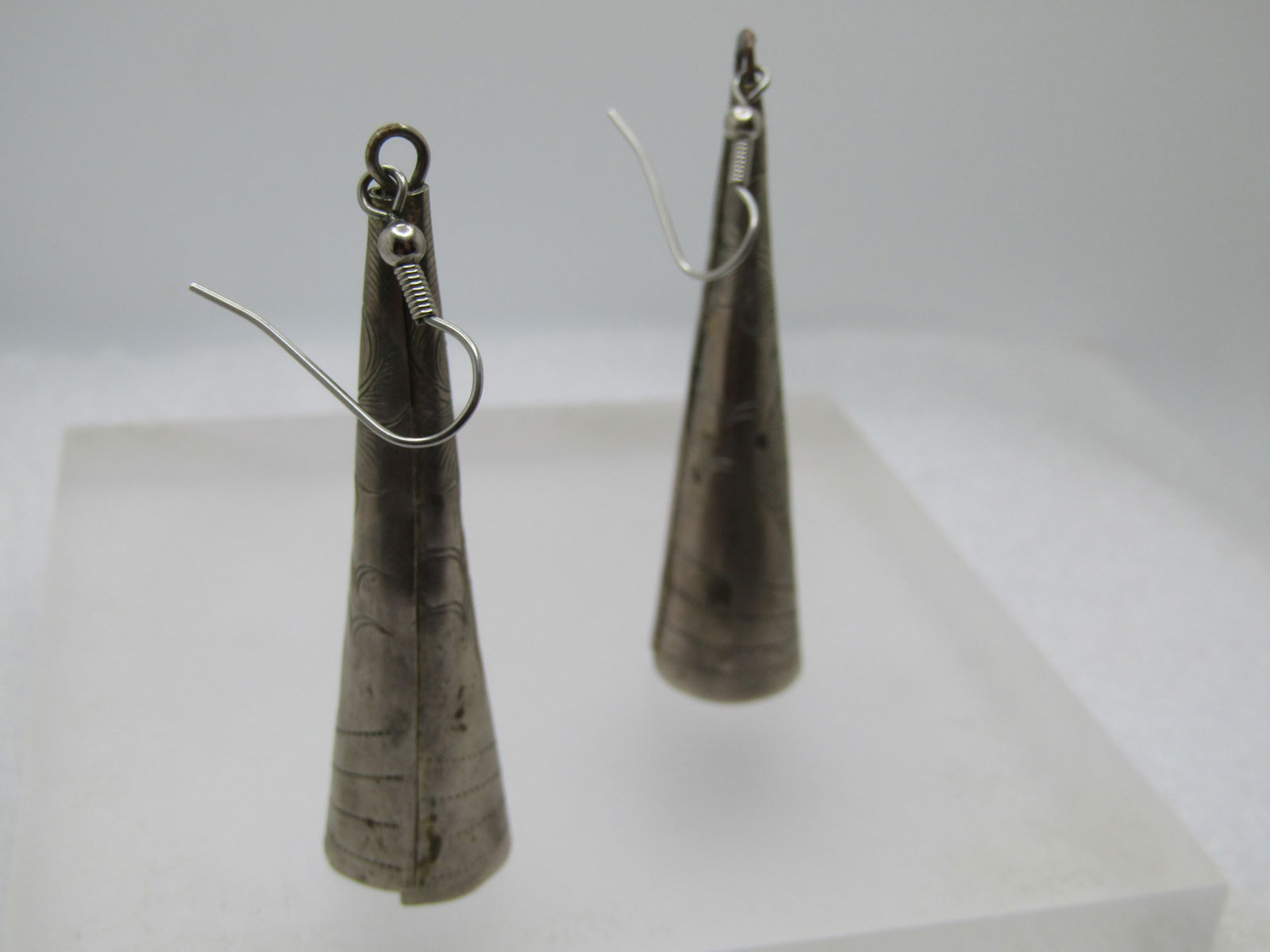 Vintage Conical Stamped/Engraved Southwestern Drop Earrings, 1960's-1970's - 6