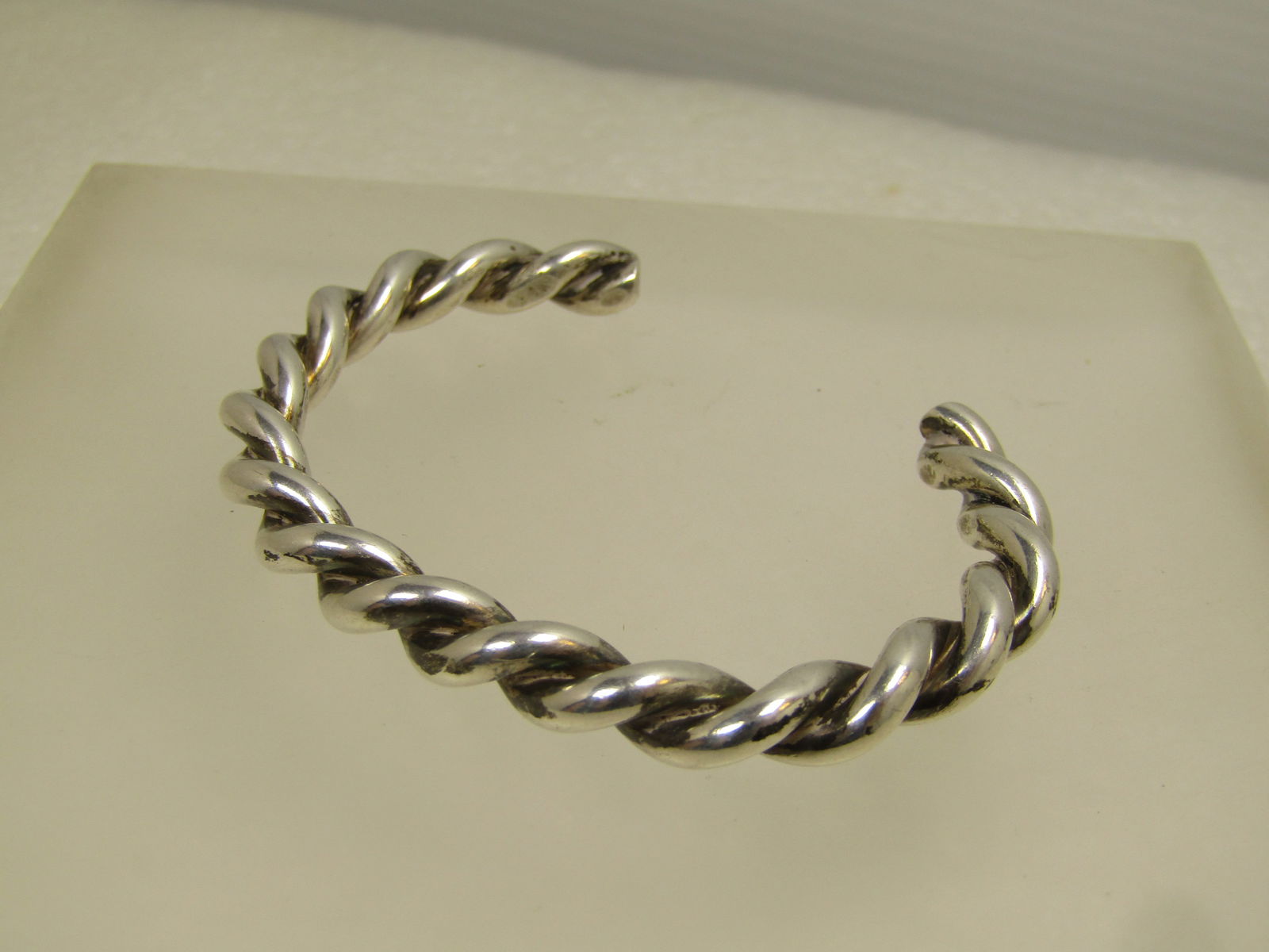 Vintage Sterling Heavy Twisted Cuff Bracelet, 5.5", 1980's-1990's - 2