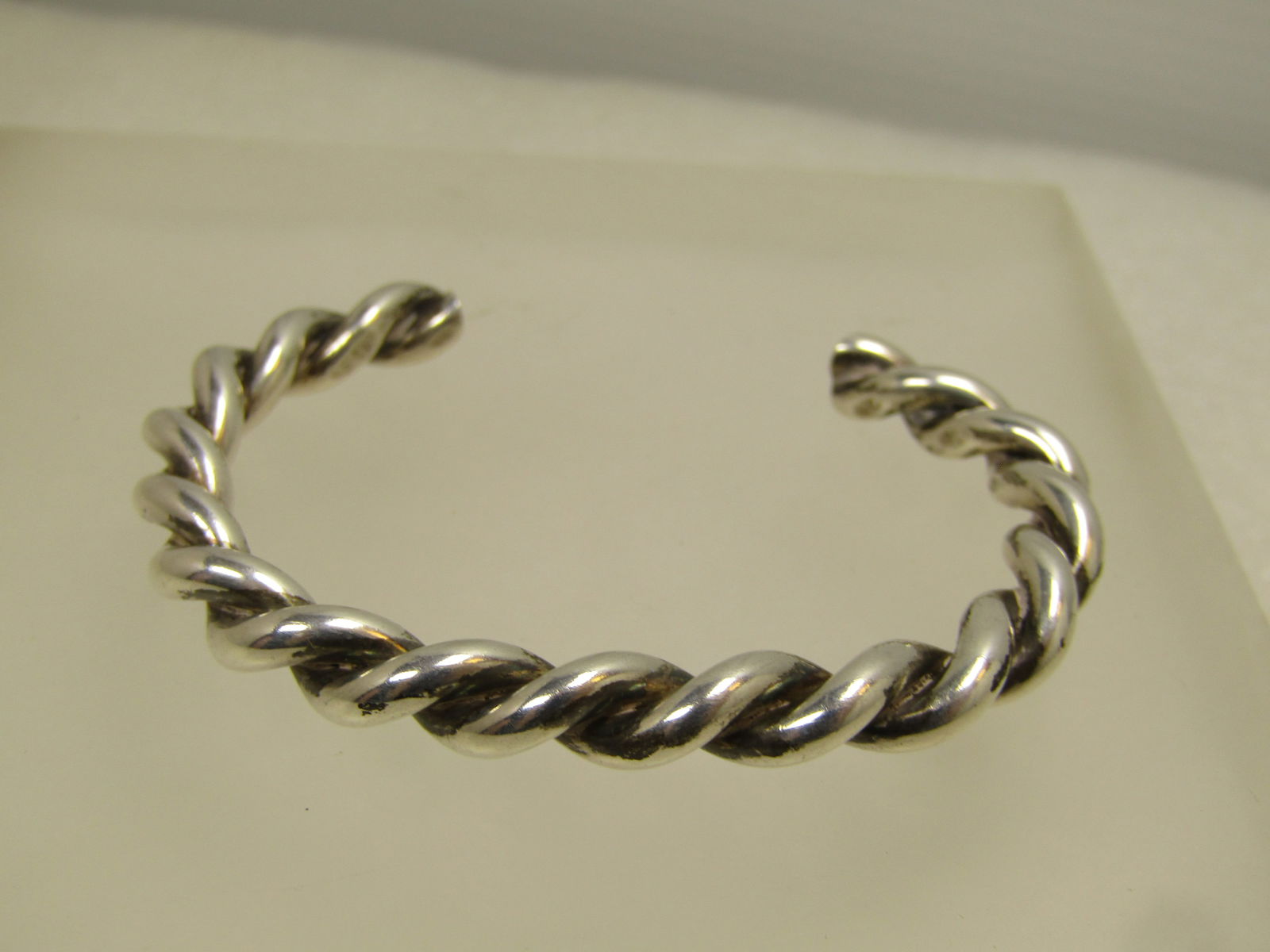 Vintage Sterling Heavy Twisted Cuff Bracelet, 5.5", 1980's-1990's - 5