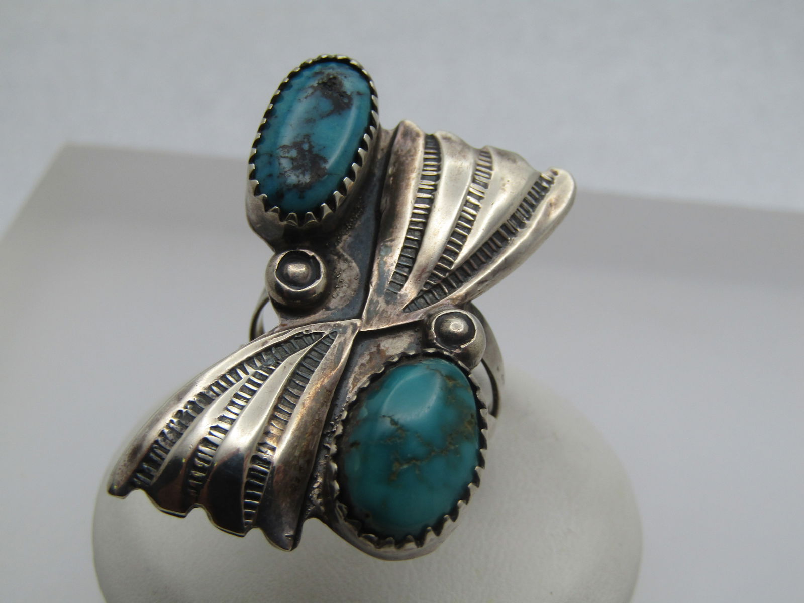 Vintage Sterling Southwestern Turquoise Ring, Sz. 6, 1970's-1980's - 2