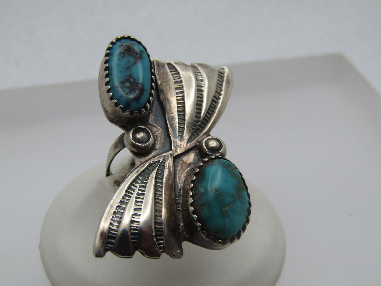 Vintage Sterling Southwestern Turquoise Ring, Sz. 6, 1970's-1980's - 3