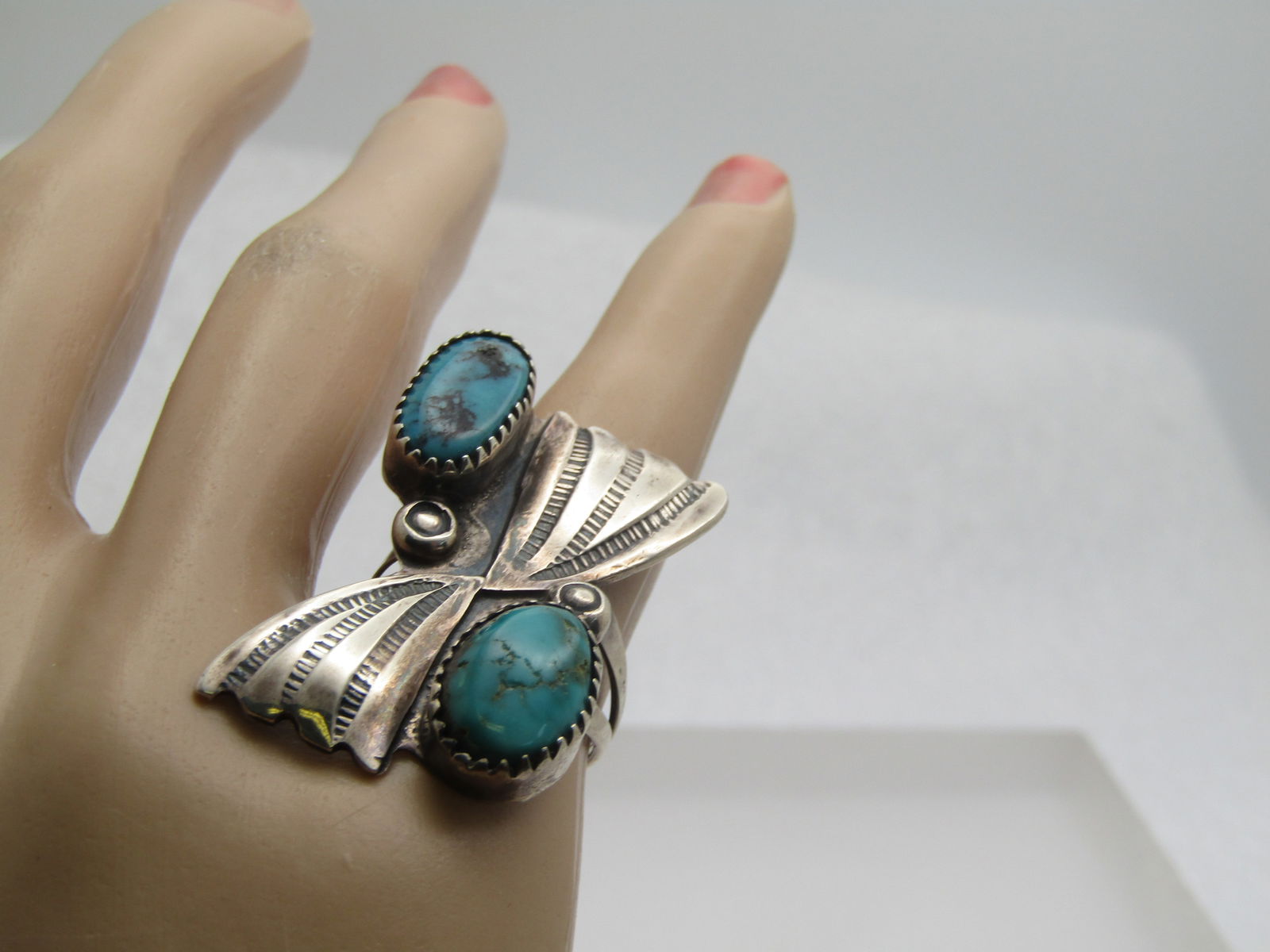 Vintage Sterling Southwestern Turquoise Ring, Sz. 6, 1970's-1980's - 5